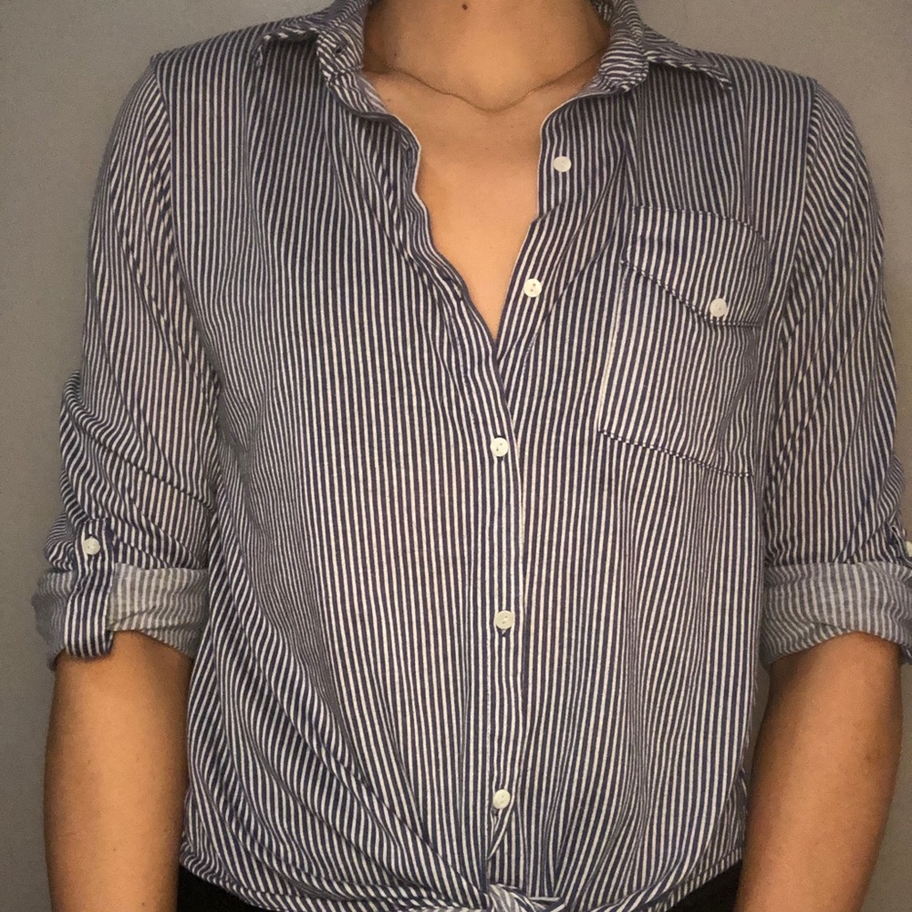 Tie front button up